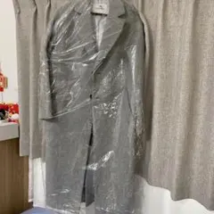 グレー チェスターコート ウール混紡