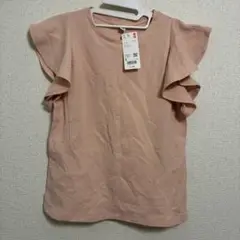 UNIQLO ラッフルスリーブTシャツ　ピンク