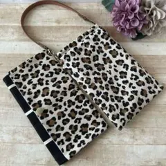 布小物2点セット ヒョウ柄 ふんわりバネポーチ マルチケース