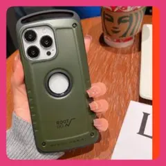 iPhoneケース　スマホハード　衝撃　保護　グリーン　ブラックカバーシンプル緑