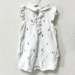 【美品】ラルフローレン　9M フリル付き刺繍ロンパース
