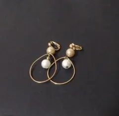 イヤリング　コットンパール　ゴールド