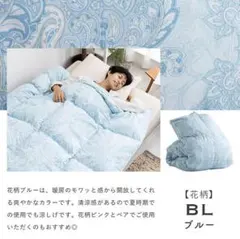 【送料無料】冬用羽毛掛けふとん ホワイトダックダウン85% [花柄ブルー]