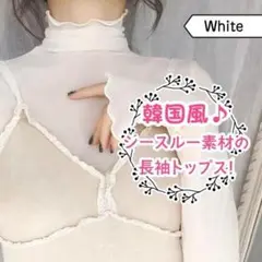 ❤シースルー❤　トップス　タートル　インナー　韓国　重ね着　ホワイト