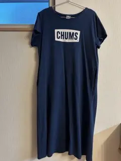 CHUMS ネイビー Tシャツワンピース L両ポケットあり