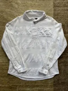 【美品】定番 LOLO 長袖シャツ プルオーバー 丸襟　ホワイト コットン