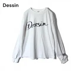 美品】Dessin デッサン 洗える ロングスリーブTシャツ長袖 白 ロゴ M