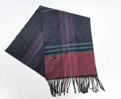 Cashmere カシミヤ チェック フリンジマフラー