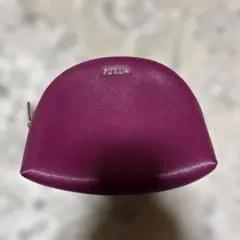 極美品　未使用品　FURLA パープル ドーム型ポーチ