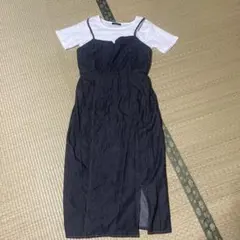 キャミワンピース デニム/ホワイトトップス 2点セット