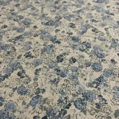 マンセルコレクション　広巾綿麻シーチング　リトルフラワー柄　ブルー