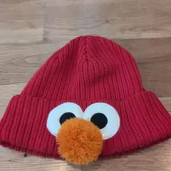 エルモ ニット帽 ポンポン付き フリーサイズ
