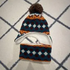 新品未使用 ポンポン付きニット帽 ネックウォーマーセット