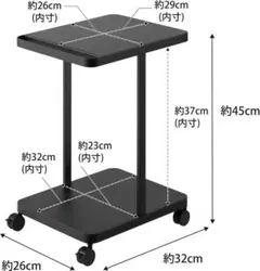 Yamazaki 2段収納ラック tower ブラック キャスター付キャビネットのサムネイル