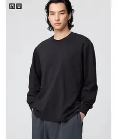 UNIQLO エアリズムコットンクルーネックT（長袖） ブラック