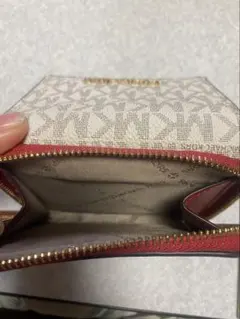 MICHAEL KORS 三つ折り財布 ベージュ/レッド