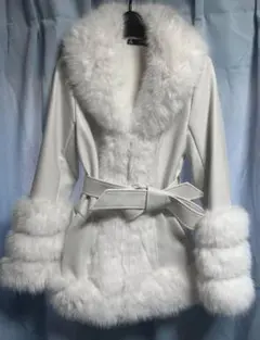 レザーファーコート　ホワイト