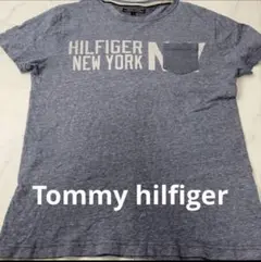 トミーヒルフィガー ロゴTシャツ M グレー ポケット付