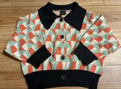 新品Manina ビックカラー襟付き長袖ニットトレーナーカーディガントップス95