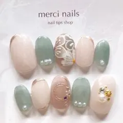 ☑︎オーロラ虹ちゅるん ネイルチップ 韓国 オーダー ニュアンスネイル