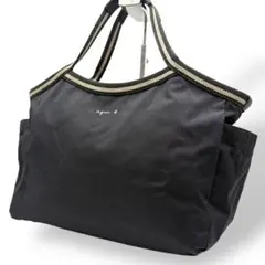 アニエスベーボヤージュ ハンドバッグ トート 腕掛け ナイロン ブラック ロゴ