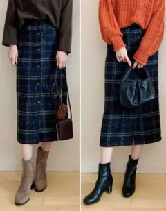 最終価格 テラさんコラボ　しまむら☆チェック　タイトスカート☆サイズL