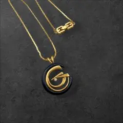 ジバンシー Gロゴ ラインストーン ネックレス ゴールド×ネイビー