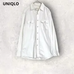 ユニクロ　ホワイトポケット付きシャツ　長袖　S コットン100% 透け感