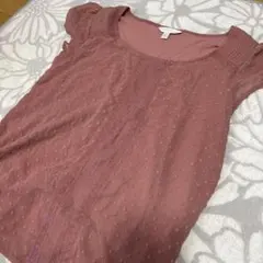 ピンク ドット柄 フリル袖 トップス M 1-1