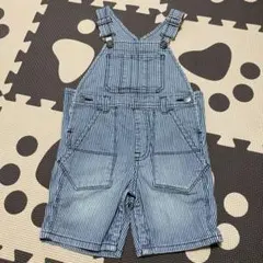 ストライプ柄オーバーオール ショートパンツ