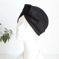タンブラー加工リネンコットン blackヘアバンド /幅広ターバン