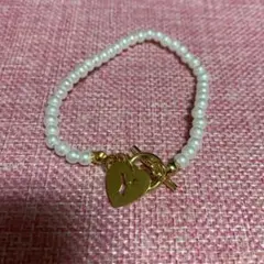 パール ハート型チャーム ブレスレット Y