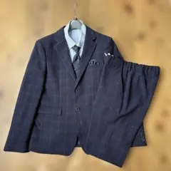 ワンダーファクトリー　フォーマルスーツ ネイビー 格子チェック柄　170センチ