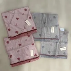 JILLSTUART タオルハンカチ 4枚セット ハート柄 ピンク グレー
