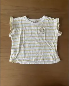 プティマイン　フリル付きストライプTシャツ 100cm