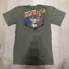 Northern Outpost Tシャツ カーキ バックプリント 鹿　アニマル