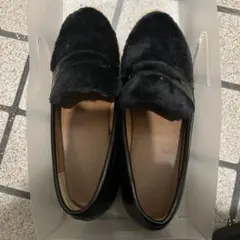 GU フェイクファーローファー ブラック