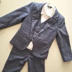 チェック柄セレモニースーツ 100cm ネクタイ付き