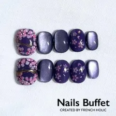 Nails Buffet 夜桜デザインネイルチップ10本セット