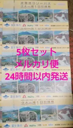 富士急ハイランド 遊園地フリーパス引換券5枚セットのサムネイル