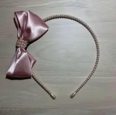 ピンク　リボンカチューシャ