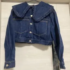 ZARA フリル付きデニムジャケット XS 濃紺 新品タグ付