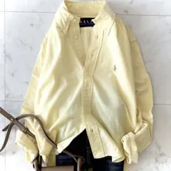 美品 ラルフローレン ボタンダウンシャツ ポニー刺繍 イエロー 長袖シャツ