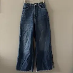 H &M 女の子ワイドサイドスリット入りデニムパンツ