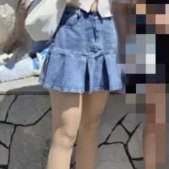 【未使用に近い】【INGNI】デニムプリーツスカート