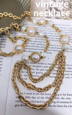 ヴィンテージ パール チェーン ネックレス フランス ユーロ アンティーク