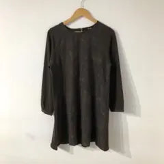 ブラウン 七分袖ワンピース 花柄 レトロ 古着 archive vintage