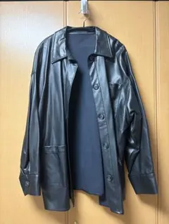 GNI ブラックレザーオーバーサイズジャケット
