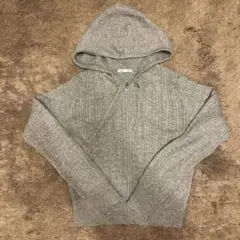 GU フード付きジップアップセーター M グレー