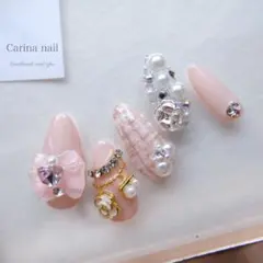 4579 ジェルネイルチップ 量産型 ワンホン 韓国 ホワイトリボン フリル